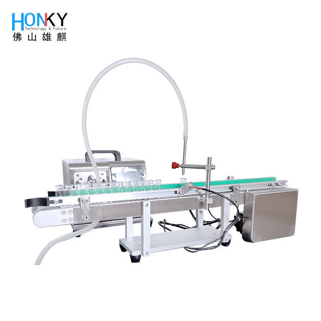 Desktop line tipe Vial Mesin Pengisian Mesin Pengisian kecil Dengan Conveyor Bottle Feeding Dan Samll Bach Untuk perawatan kulit Pengisian Minyak