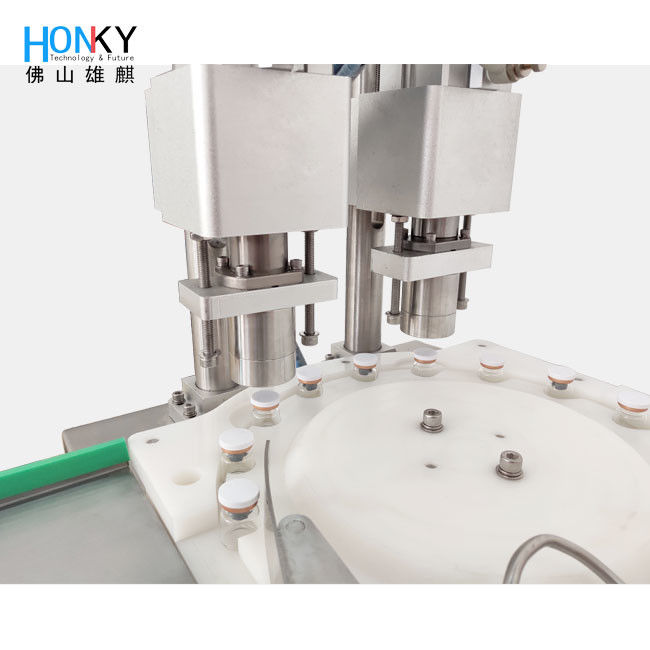 Desktop 10ml Vial Cap Crimping Machine dengan 60 bpm Kecepatan dan 4-6kg/cm2 Tekanan Udara untuk penutup yang tepat