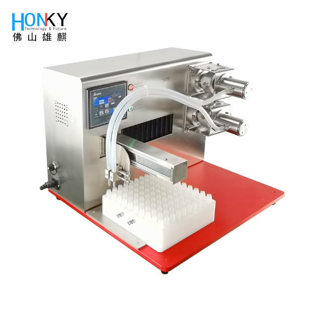 Desktop Double Head 10ml Glass Bottle Essential Oil Filling Machine With Ceramic Piston Pump For Cosmetic Oil Packing