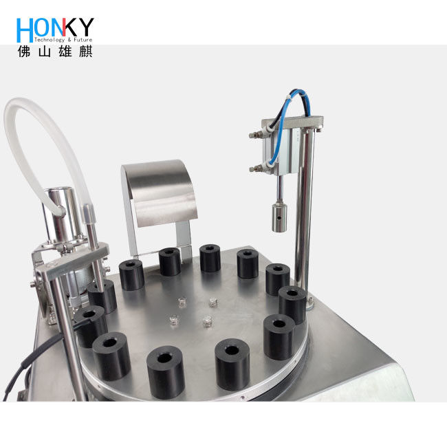 Desktop Semi-Automatic Vial Filling Machine dengan Pompa Keramik Presisi Tinggi untuk 0.6-6ml Range pada 30-40BPM Kecepatan