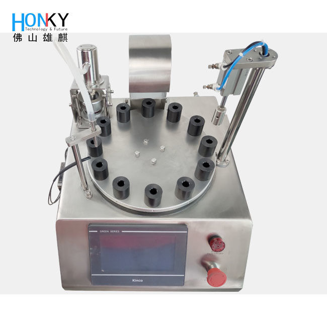 Desktop Semi-Automatic Vial Filling Machine dengan Pompa Keramik Presisi Tinggi untuk 0.6-6ml Range pada 30-40BPM Kecepatan