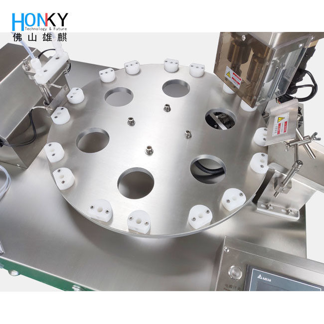 Mesin Pengisi dan Penutup Cairan Botol Kecil Semi-otomatis Dengan Sistem Saluran Ganda Untuk Industri Kosmetik Pengemasan Tabung Botol Kecil