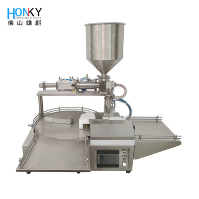 Desktop 50g Paste Cream Jar Filling Machine Dengan Ceramic Piston Dan Rotary Valve Pump Untuk Penuhan Cream Kosmetik