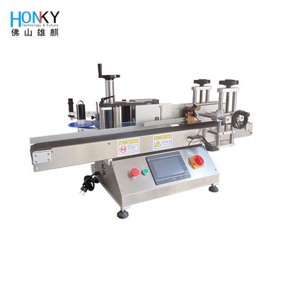 Desktop Round Bottle Labeling Machine dengan Sensor Label Transparan dan Touch Screen Operasi pada 55 Botol per menit