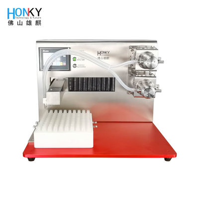 Desktop X-Y Axis Vape Oil Liquid Filling Machine Dengan Fungsi Penuh Merendam Dan 60-80 Botol / Min Kecepatan