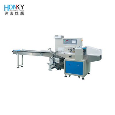 Baki 150BPM Mengisi Mesin Pengemasan Sistem PLC Pembungkus Aliran Horizontal